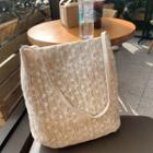 Embroidered Woven Tote Bag