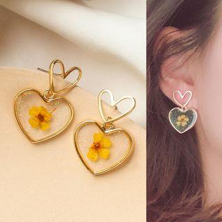 Heart Flower Drop Earring