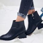 Cutout Chunky-heel Ankle Boots
