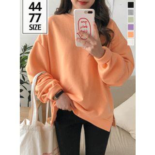 Drop-shoulder Slit-side Pullover