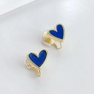 Heart Clip-on Earring 1 Pair - Blue - One Size