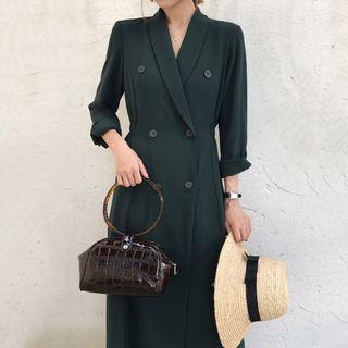 Long-sleeve Double Breasted Midi Coat Dress