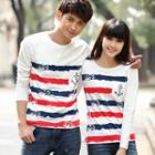 Long-sleeve Striped Couple Matching T-shirt