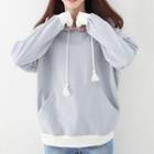 Tasseled Contrast Trim Hoodie