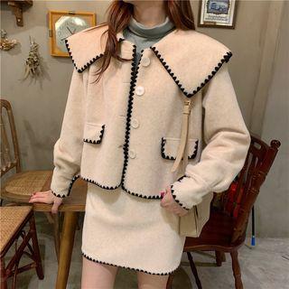 Stitched Single-breasted Jacket / A-line Mini Skirt