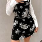 Dragon Print Spaghetti Strap Mini Shift Dress