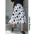 Tie-hem Polka-dot Midi Skirt