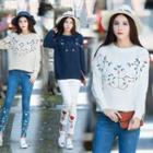 Embroidered Chunky Knit Sweater