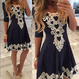 Lace Panel V-neck Dress