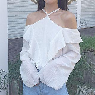 Long-sleeve Off Shoulder Ruffle Top