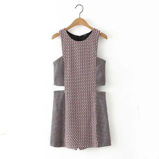 Paneled Printed Cutout Playsuit