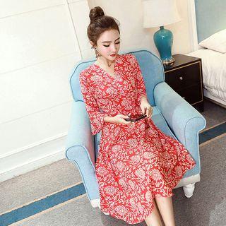 Print Bell-sleeve A-line Dress