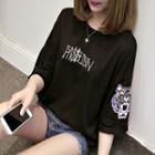 3/4-sleeve Tiger Print T-shirt