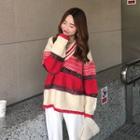 Long Sleeve V-neck Striped Sweater