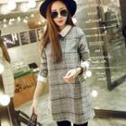 Lace Collar Check Long-sleeve Dress