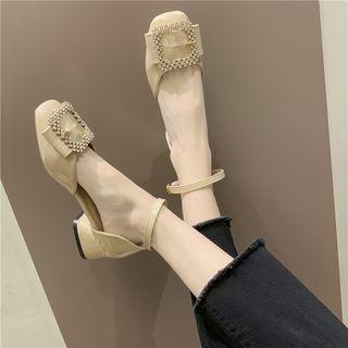 Patent Buckled Block-heel Ankle-strap Sandals