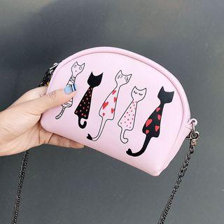 Cat Print Chain Strap Crossbody Bag