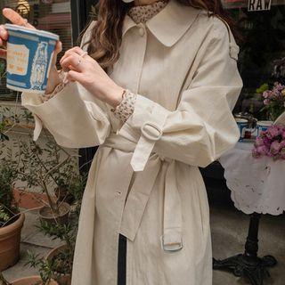 Epaulet Single-breasted Coat With Belt (cream) Cream - One Size