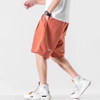 Lettering Straight-cut Shorts / Capri Pants / Set