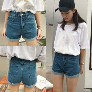 Roll Up Denim Shorts