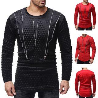 Long-sleeve Zip Detail T-shirt