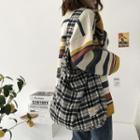 Plaid Lightweight Tote Bag Plaid - Black - One Size