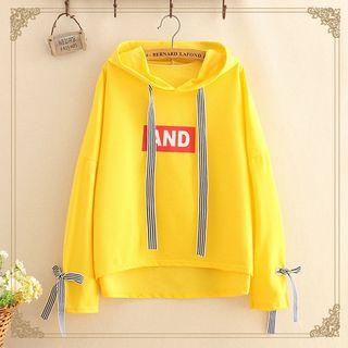 Bow-detail Print Hooded Long-sleeve Sweater