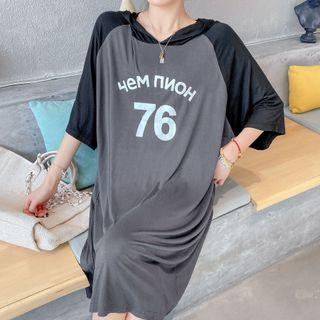 3/4-sleeve Raglan Hoodie Dress