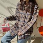 Hooded Plaid Long-sleeve Shirt As Shown In Figure - One Size