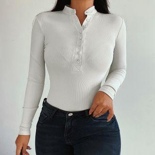 Long-sleeve Fitted Henley Top