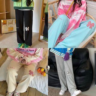 High Waist Bow Embroidered Sweatpants