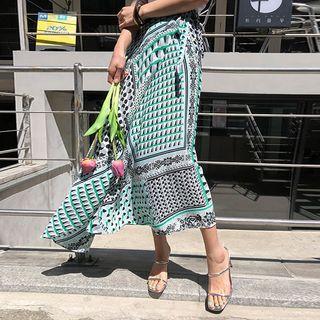 Scarf Print Maxi Wrap Skirt