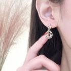 Rhinestone Smiley Dangle Earring 1 Pair - Bl1043 - Gold - One Size