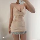 Spaghetti Strap Mini Fringed Bodycon Dress