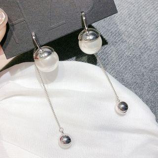 Faux Pearl Dangle Earring 1 Pair - White & Silver - One Size