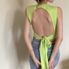 Sleeveless Open Back Drawstring Top Neon - One Size