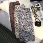 Leopard Print Slit High-waist A-line Skirt