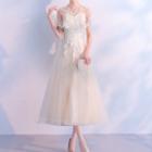 Short-sleeve Floral Embroidered A-line Cocktail Dress (various Designs)