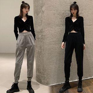 Long-sleeve Velvet T-shirt / Harem Sweatpants