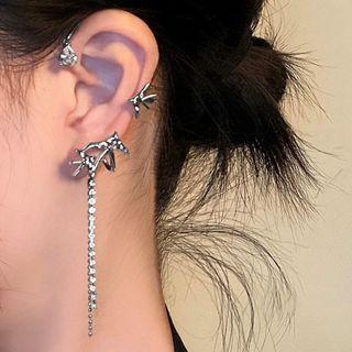Rhinestone Fringe Ear Cuff 1 Pc - Silver - One Size