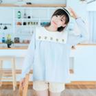 Embroidered Linen Cotton Long-sleeve Top
