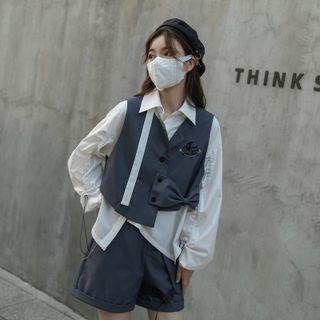 Bow Irregular Vest / Shirt / Wide Leg Shorts