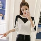 Fray Trim Two Tone Sweater