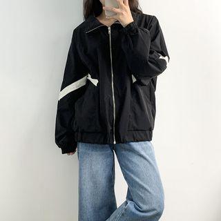 Contrast Trim Jacket As Shown In Figure - One Size