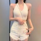 Cropped Tank Top Off-white - One Size