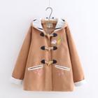 Embroidered Toggle Hooded Coat