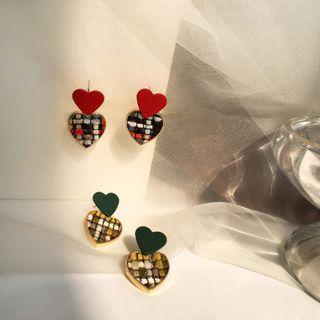 Alloy & Fabric Heart Dangle Earring