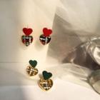 Alloy & Fabric Heart Dangle Earring