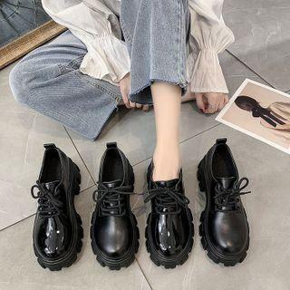 Plain Platform Lace-up Shoes