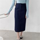H-line Long Denim Skirt Dark Blue - One Size
